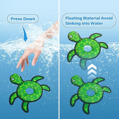 Squeaky Dog Toys, Floating Dog Toys for Indoor or Outward Play, Swim Ring Design Interactive Dog Gifts for Small and Medium Dogs - Turtle