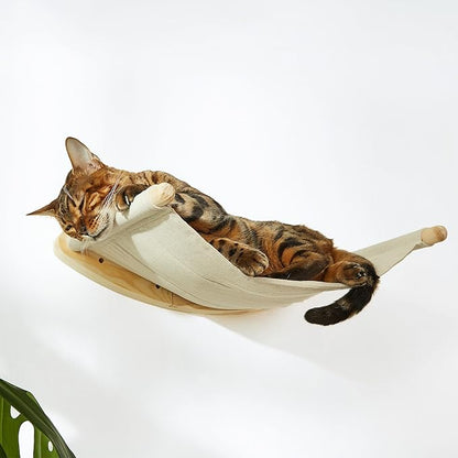 Cat Hammock Wall Mounted with Removable Cushion - Cozy Space Saving Perch for Indoor Cats, Soft Washable Bed & Modern Cat Shelf for Lounging
