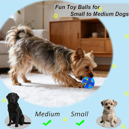 Dog Ball Toy for Chewing and Treat Dispensing - Toug Rubber Puppy Chew Toys Interactive Puzzle Balls for Teething & Slow Feeding, 3.5 Inch (Blue)
