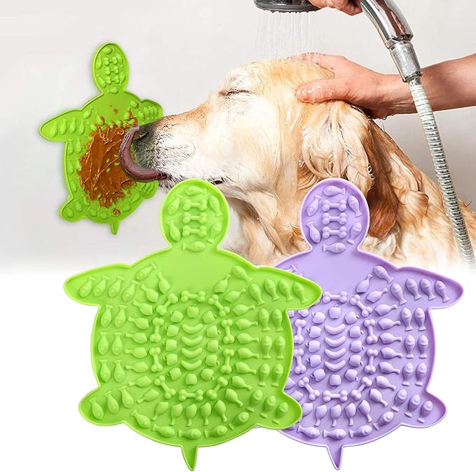 Dog Lick Mat for Dogs 2Pcs, Dog Lick Pad with Strong Suctions to Wall, Dog Licking Mat to Slow Feed Dog Bowls, Dog Puzzle Toys for Pet Bathing, Calming Mat for Dog Boredom Relief(Purple)
