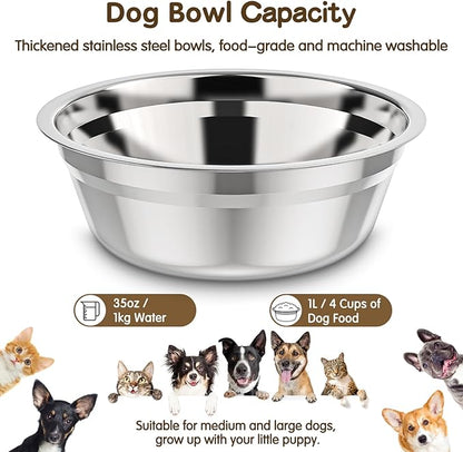 XIAZ Elevated Dog Bowls Large Breed Raised Dogs Bowl Stand Large/Medium Sized Dog Stainless Steel Food Water Bowl Stands 5 Heights Adjustable 9/11/12/14in Pet Feeder Dish Station
