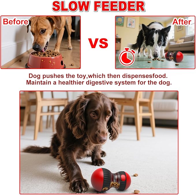 Dog Treat Dispenser Toy Interactive Dog Puzzle Toys Dogs Puzzles Feeder Slow Feeding Treat Dispensing Ball Food Dispenser Adjustable Spinning Funnel Toy for Small Medium Large Dogs