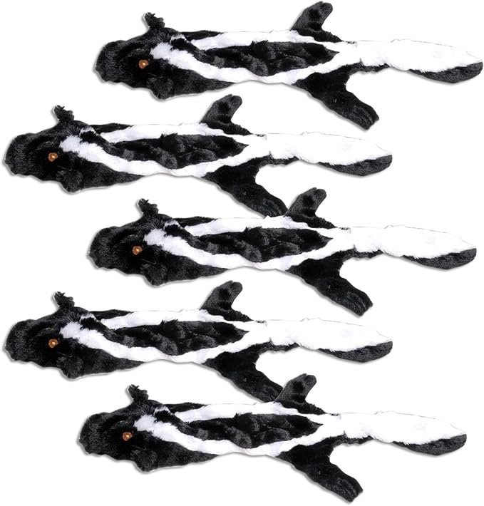 Jeffers Thinnies Dog Toys with Rope (No Squeaker), 21" Skunk 5-Pack