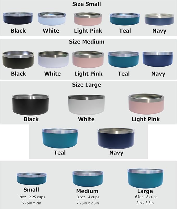 Custom Dog Bowl with Large Name - 304 Stainless Steel, Personalized Engraved, Nonslip, Custom Cat Bowl, Feeder, Pet Supplies, Food (Navy, Small -18oz)