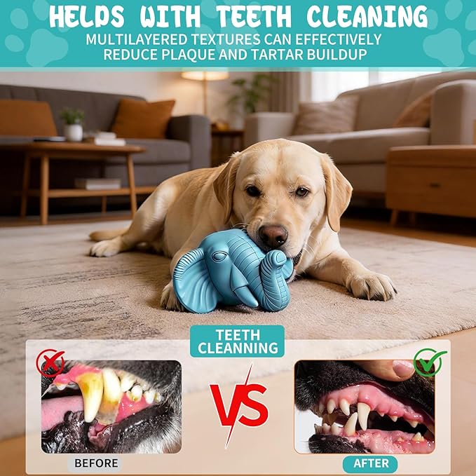 Tough Dog Toys for Aggressive Chewers | Natural Rubber Treat Dispensing Chew Toys for Medium Large Dogs, Interactive Slow Feeder Puzzle Toy for Boredom Relief & Teeth Cleaning, Dishwasher Safe