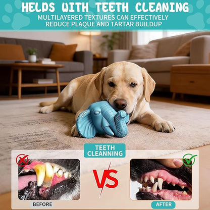 Tough Dog Toys for Aggressive Chewers | Natural Rubber Treat Dispensing Chew Toys for Medium Large Dogs, Interactive Slow Feeder Puzzle Toy for Boredom Relief & Teeth Cleaning, Dishwasher Safe