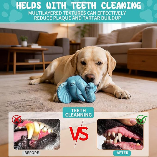 Tough Dog Toys for Aggressive Chewers | Natural Rubber Treat Dispensing Chew Toys for Medium Large Dogs, Interactive Slow Feeder Puzzle Toy for Boredom Relief & Teeth Cleaning, Dishwasher Safe