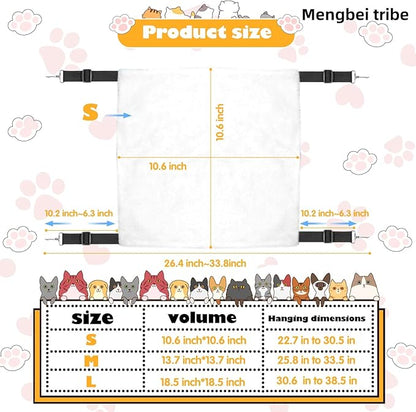 Cat Hammock for Cage Hanging Cat Bed with Adjustable Strap and Metal Hooks, for Winter and Summer Use - Small Animals Soft Sleeping Hammock Accessory