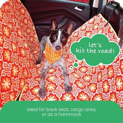 Molly Mutt 3-in-1 Back Seat Cover for Dogs, 100% Cotton Canvas Back Seat Hammock with Headrest Straps, Belt Slots, & Anchors, Non-Skid Cargo Area Cover, Machine Washable, No Harmful Chemicals, 56"x56"