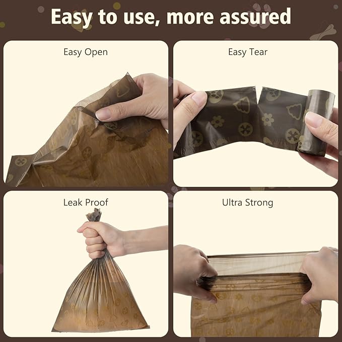 DBFAIRY Dog Poop Bags, 270 Count Pet Waste Bags Strong Thick, Leak Proof and Portable Poop Bags Refill Rolls for Dogs and Cats, 18 Rolls Coffee Scented Waste Bags