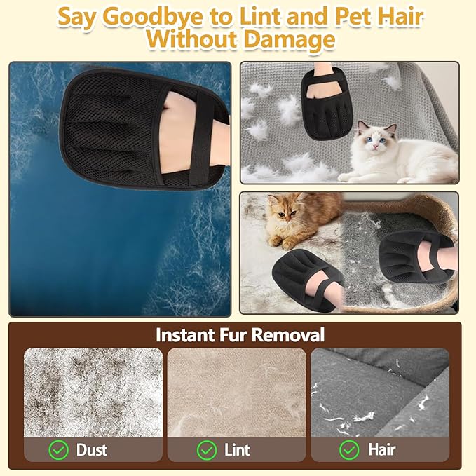 Pet Hair Remover Glove, Pet Hair Remover for Laundry, ReusableElectrostatic Dog Cat Hair Removal Gloves for Furniture