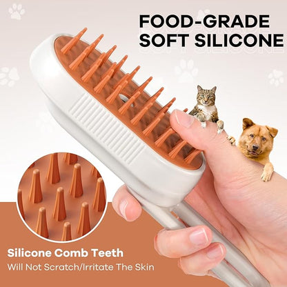 Cat Steam Brush for Shedding, 4 in 1 Cat Steamy Brushs Cleanser with Foldable Handle, Pet Spa Brush for Cats, Spritz Defur Comb for Pets, Steam Brushs for Cats, Pet Spray Hair Removal Comb