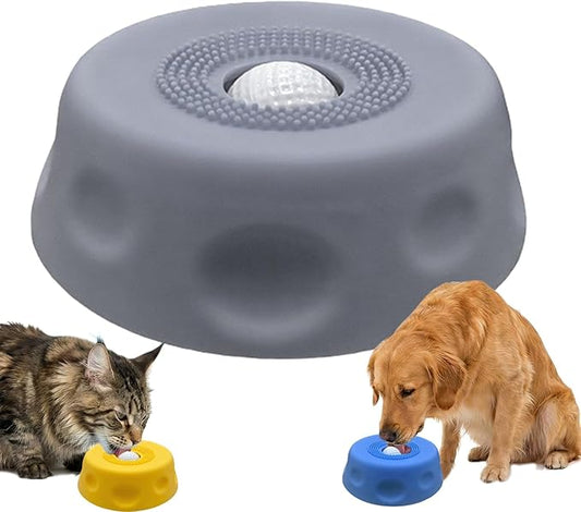 Lick Ball for Dogs - Slow Feeder Dog Bowls with Lick Ball, Anxiety Relief Licking Toy, Non-Slip Dog Lick Bowl Treat Dispenser for Dogs & Cats - Grey