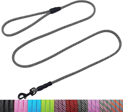 WYuZe 5ft Puppy Leash for Small Dogs, 1/4" Thin Rope Dog Leash with Easy to Use Hook, Strong Lightweight Pet Lead for Chihuahua/Yorkie/Toy Breed, 10 Colors, Black Gray