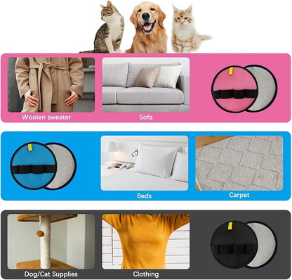 4Pack Pet Hair Removal Glove for Cats and Dogs, Four-Finger Circular Design with Soft Lining and Hanging Loop, Reusable Pet Grooming Gloves for Clothing, Carpet, Car Seats (Pink)