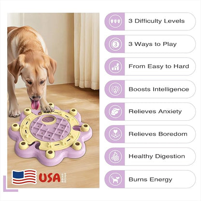 KADTC 3 Levels of Step-by-Step Challenge,Beginner to Advanced Dog Puzzle Toys,U.S. Brand,Design Treat Puzzles for Small Medium Large Dogs Mental Stimulation Enrichment Food Slow Feeder Puppy Pink Toy