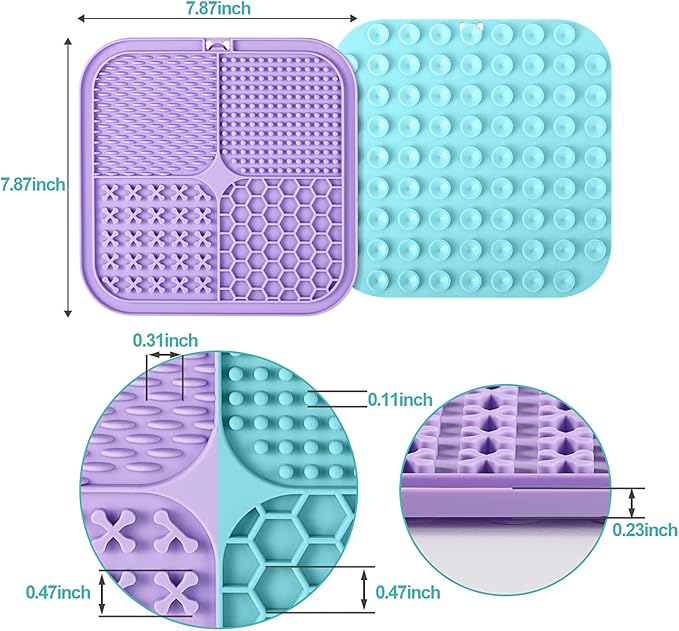 Lick Mat for Dogs and Cats, Licking Mat with Suction Cups for Dog Anxiety Relief, Cat Peanut Butter Lick Pad for Boredom Reducer, Enrichment Toy, Treat Mat for Bathing Grooming (Large-3 Pack)