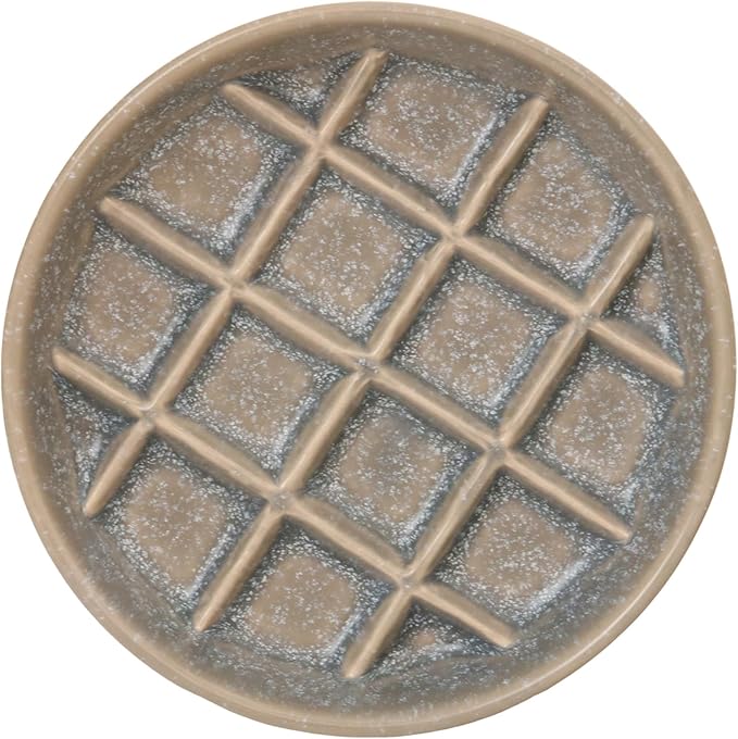 Ceramic Slow Feeder Bowls 6 Inch Shallow Whisker Friendly Food Bowls Grid Dishes Pet Plates for Cats and Puppies, Dishwasher Safe (Grey)