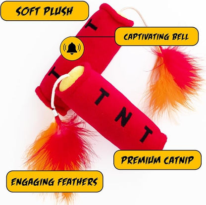 Cat Toy Grenade TNT and Cigar, Cat Toys for Indoor Cats, Kitten Toys, Catnip Toys for Cats of All Breeds, Action Themed Fun for Kicking, Biting, Chewing (Grenade, TNT, & Cigar, 3-Pack)