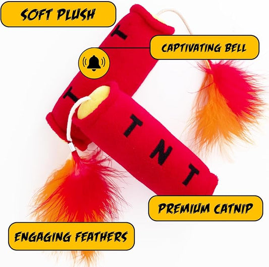Cat Toy Grenade TNT and Cigar, Cat Toys for Indoor Cats, Kitten Toys, Catnip Toys for Cats of All Breeds, Action Themed Fun for Kicking, Biting, Chewing (Grenade, TNT, & Cigar, 3-Pack)