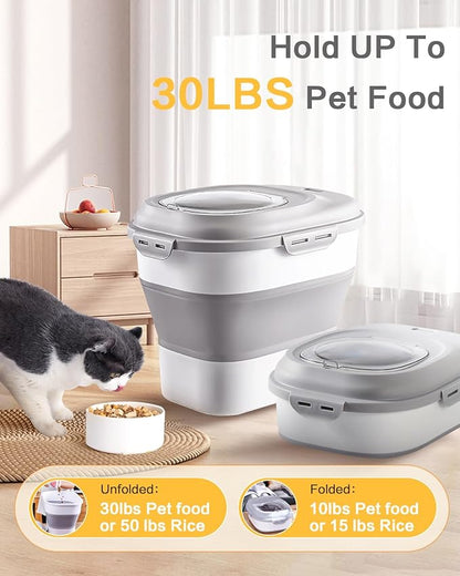 ANVS Dog Food Storage Container - Collapsible Dog Food Container with Airtight Lids, Scoop and 2.5L Small Pet Food Storage Container Dry Food For Dog, Cat and Other Pet Food