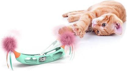 SmartyKat Track Tipper Ball Track Cat Toy w/Suction Cup, Works on Floors & Windows - Blue, One Size