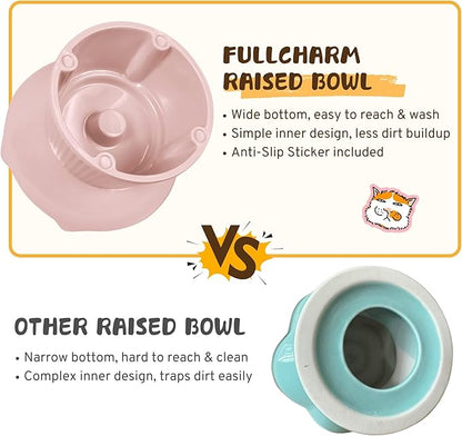 Unbreakable Raised Slow Feeder Bowl for Cats and Small Dogs, Elevated Cat Bowls, Detachable Slow Feede Bowl, Heavy Weighted, Non-Slip Feeder, Dry & Wet Food, Whisker Friendly (Pink; 6.2'')