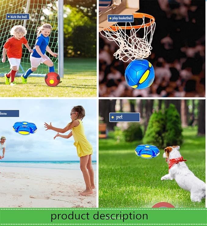 UFO Magic Ball, Portable Flying Toys Creative Fly Saucer Stomp Magic Balls, Decompression Flying Flat Disc Balls Toy for Childrens Outdoor Sports Kids Gift (Football Blue)