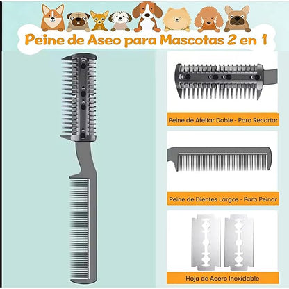 Pet Hair Thinning Comb Dog Hair Trimmer Cutter Comb with Extra Blade Dual-end Double-sided Dog Pet Grooming Tool