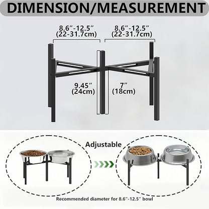 Adjustable Elevated Dog Bowl Stand, Metal Feeder Riser for Large Medium Dogs, Portable Travel Design, Slow Feeder Compatible (Without Bowls)