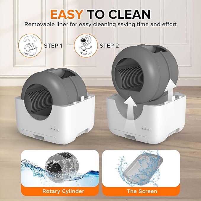 Self Cleaning Litter Box, Automatic Cat Litter Box with APP Control Safety Sensor Low Noise,Litiere Pour Chat Autonettoyant,76L Large Capacity for Multiple Cats,Roll Poop Bags with Deodorizer
