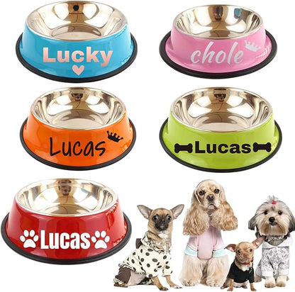Personalized Name for Cat Dog Stainless Steel Colored Pet Puppy Cat Bowl Non-Slip Durable Pet Bowl Feeder Feeding Dog Water Bowl