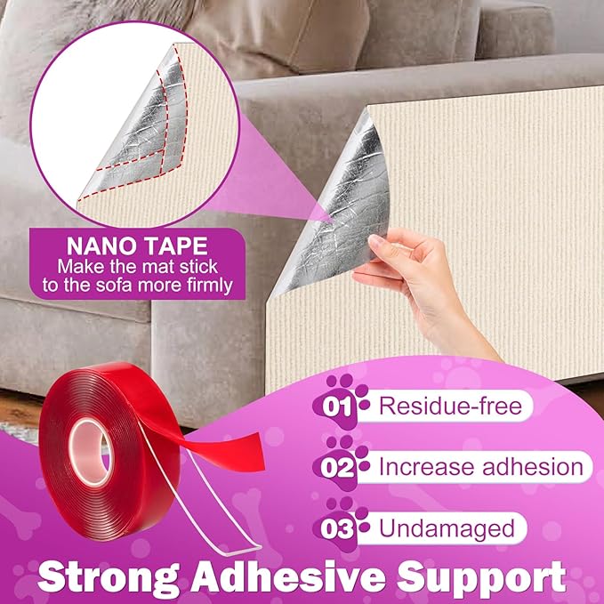 Anit Cat Scratch Couch Furniture Protector,78.7x15.8 Cat Wall Corner Scratcher Pads Mat,DIY Climbing Scratching Carpet Post Board Replacement