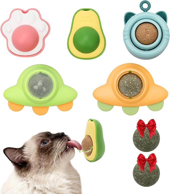 Catnip Roller Ball Catnips Wall Ball 5 Piece (3 Nips,2 Worm Galls) with 2 Replacement Cat nip Balls As Present