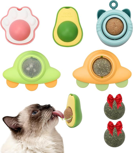 Catnip Roller Ball Catnips Wall Ball 5 Piece (3 Nips,2 Worm Galls) with 2 Replacement Cat nip Balls As Present