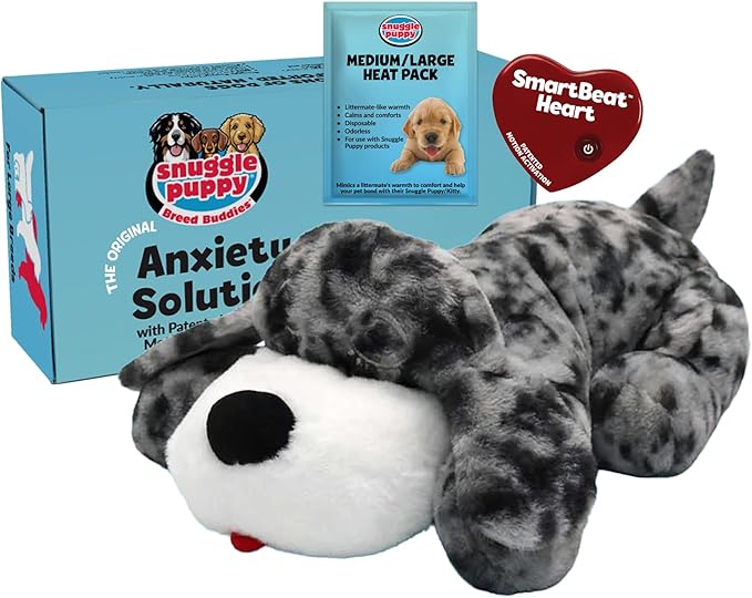 Snuggle Puppy Heartbeat Puppy Toy for Large Breeds, Breed Buddies Collection-Great Dane, Plush Dog Toy with Real-Feel Pulse and Heat Pack for Crate Time, First Nights, and Rest