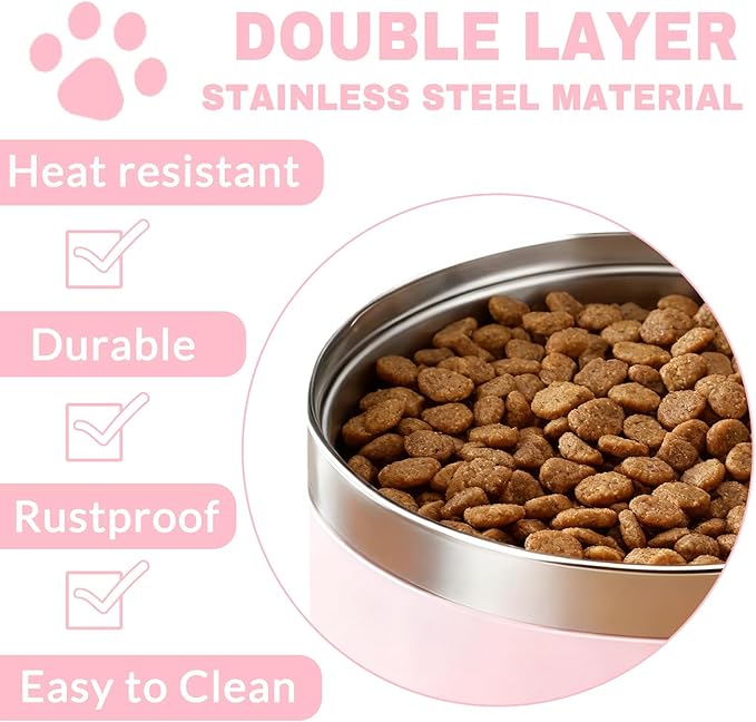 Personalized Dog Bowls with Name, Engraved Stainless Steel No Slip Food Water Bowl for Dogs Cats,Custom 25oz/35oz/53oz Bowl for Small/Medium/Large Pets