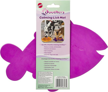 SPOT Soother Lick Mat-Licking Mat for Cats, Kittens, Medium and Large Dogs and Puppies, Food Grade Rubber, Anxiety Reliever, Dog Peanut Butter Lick Pad, Slow Feeder, 9.75inch, Fish (Pack of 2)