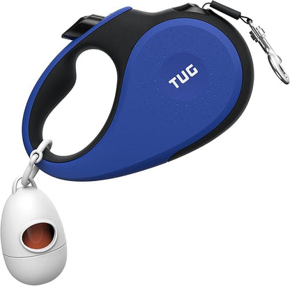 TUG 360° Tangle-Free Retractable Dog Leash with Waste Bag Dispenser (Medium, Blue)