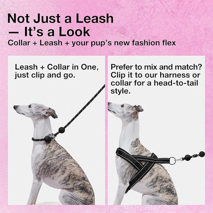 VETRESKA Hands-Free Reflective Dog Leash, 8FT Adjustable Rope Leash for Medium Large Dogs, Waist/Crossbody Slip Lead Leashes for Walking, No Pull Dog Leashes with Bag Dispenser, 2 in 1 Walk Kit (Bow)