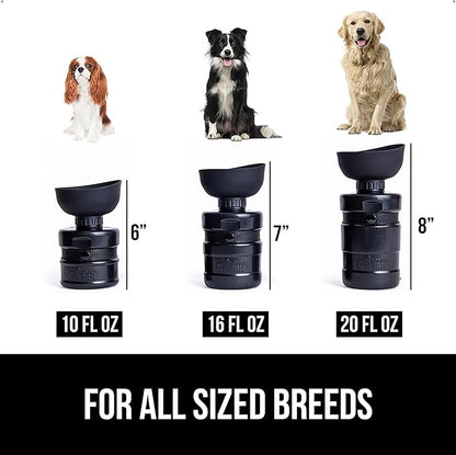 GORILLA GRIP Dog Water Bottle, Portable Water Bowl Dispenser for Dogs, 12 oz Leak Proof Pet Travel Squeeze Bottles Food Grade Silicone, Pet Stocking to Go Puppy Essentials, Black