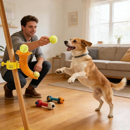 Interactive Dog Ball Thrower, Trumpet Shaped Fetch Toy, Medium Size Pet with Easy Grip, Cooking with Compact Design, Heat Resistant Metal Grid, Perfect Choice for Home Playtime