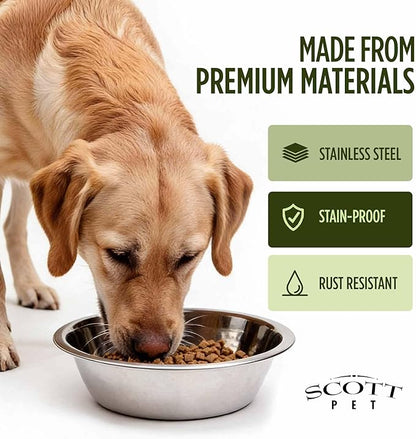 Scott Pet Bowl, Stainless Steel Pet Water and Food Bowl, 5 Quarts (11.25 x 11.25 x 3.69 Inches, 0.52 lbs), Dishwasher Safe, Rust Resistant, Silver