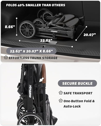797Audio Dog Stroller for Small Medium Dogs, Pet Stroller for Cats Puppy Up to 121lbs,Foldable,One Click Folding,4 Wheel Shock Absorption,Adjustable Canopy with Sun Shades,Removable Washable Pad(Grey)