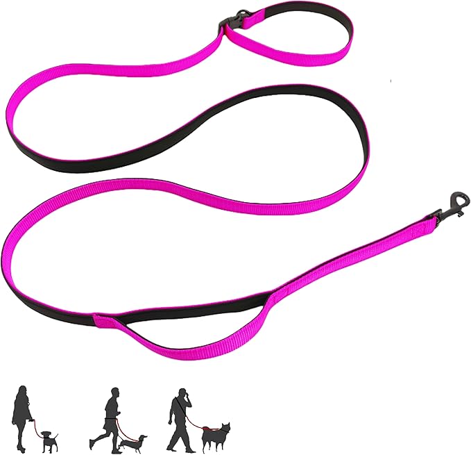 Multifunctional Dog Leash with Extra Handle -4 in 1 Hands-Free Adjustable Dog Leash for Jogging, Walking, Running - Fits Small and Medium-Sized Dogs (Hot Pink, M)