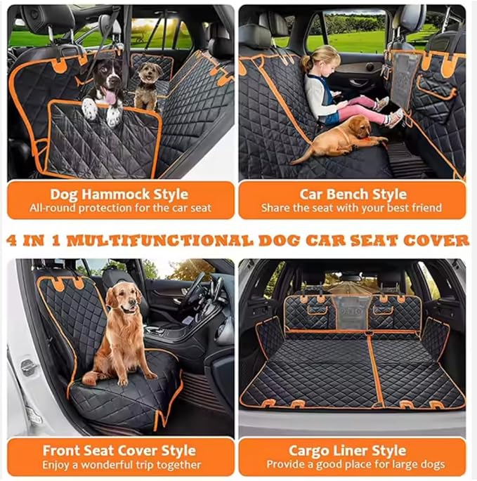 Dog Car Seat Cover | Pet Cover | Bed Back Seat Protector | Dog Barrier Puppy Accessories Waterproof, Scratchproof, Nonslip | Easy to Install Universal Fit for SUVs Trucks.