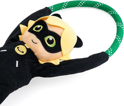 ZippyPaws RopeTugz Dog Toy, Durable Rope for Tugging and Chewing, Plush Body with Squeaker, Miraculous Cat Noir
