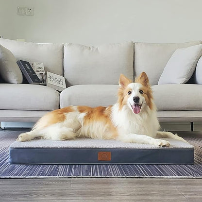 Sunheir Orthopedic Dog Bed for Medium Dogs, Waterproof Deluxe Plush Dog Crate Bed with Removable Washable Cover & Anti-Slip Bottom, Egg Crate Foam Pet Bed Mat, Grey, (30.0" L x 20.0" W x 3.0" Th)