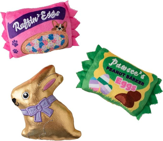 Fringe Studio Plush Dog Toy, 3 Pieces Set, Egg-STRA Sweets, Petshop Collection (662100)