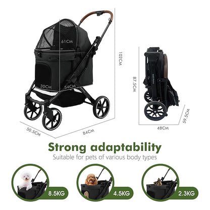 Dog Strollers for Small Dogs and Cat, Pet Stroller for Medium Dogs Cats Up to 45 lbs, One-Hand Fold, Cat Strpller, Black